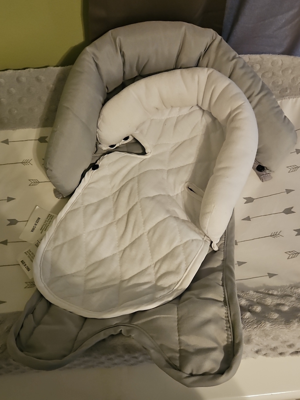 Baby Pillows in Gray & White - Head/neck Support Infant Carseat Lounger Inserts